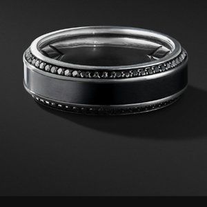 Men's black diamond wedding band